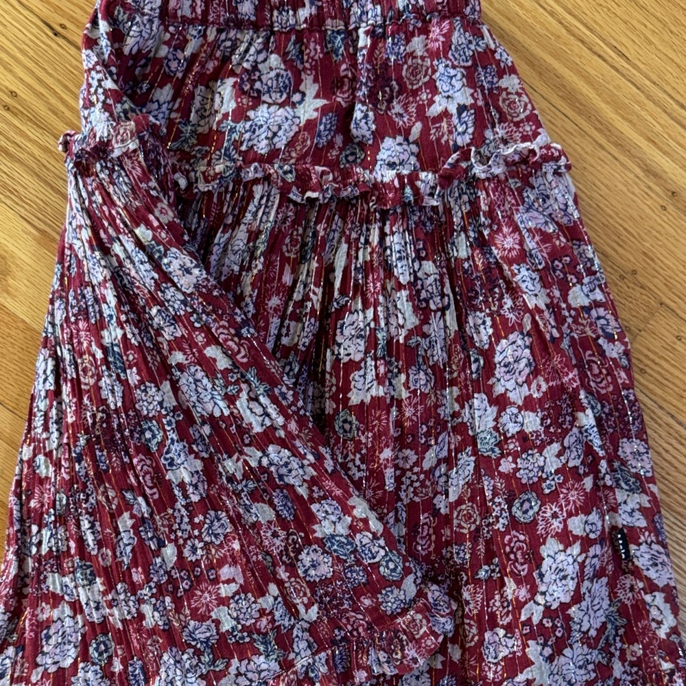 Molo Floral Pleated Skirt with Gold Thread